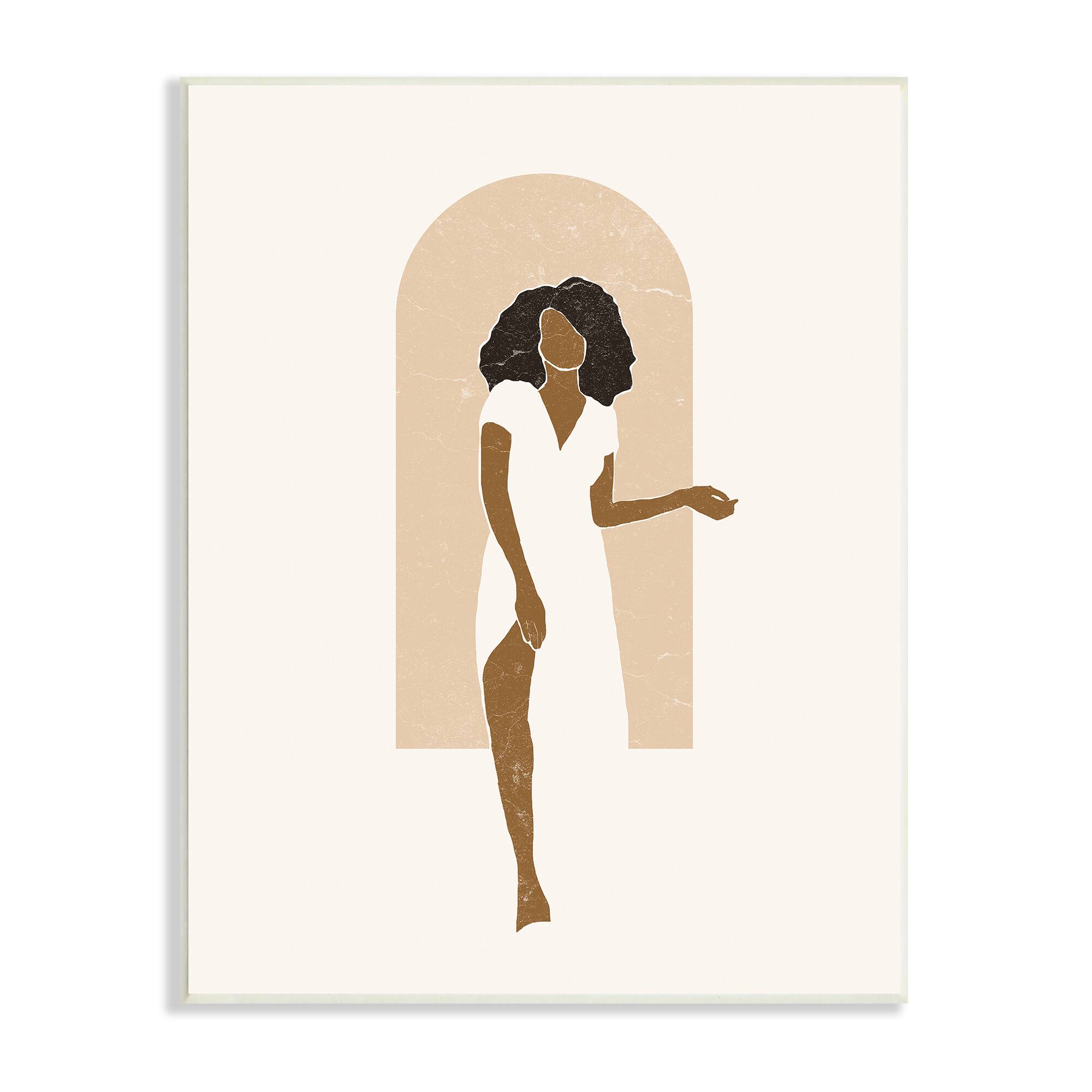 Stupell Industries Abstract Female in Archway Soft Minimal Earth Tones Wall Plaque